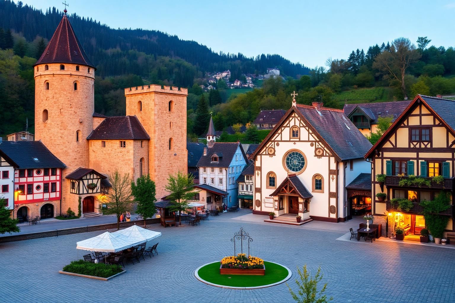 Perchtoldsdorf Marktplatz mit Wehrturm und Pfarrkirche – Immobilienmakler Perchtoldsdorf IZY-Immobilien